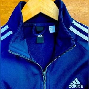 Adidas navy and white classic track jacket, size M